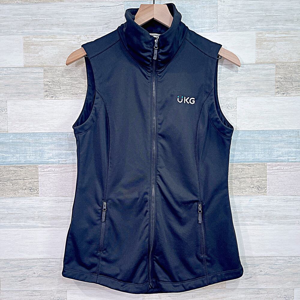 UKG Employee Performance Fleece Vest Jacket Black Full Zip Womens Small